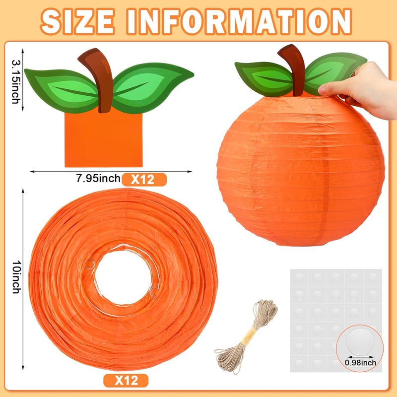 Riakrum 12 Pcs Little Cutie Baby Shower Decorations Orange Paper Lanterns Fruit Themed Party Decor Hanging Little Cutie Decorations for Tangerine Baby Shower Clementine Birthday Party Supplies - Image 2