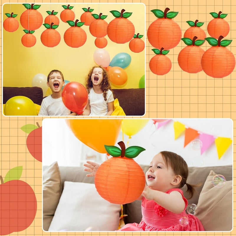 Riakrum 12 Pcs Little Cutie Baby Shower Decorations Orange Paper Lanterns Fruit Themed Party Decor Hanging Little Cutie Decorations for Tangerine Baby Shower Clementine Birthday Party Supplies - Image 5
