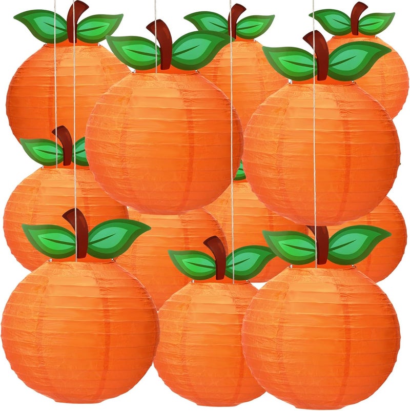 Riakrum 12 Pcs Little Cutie Baby Shower Decorations Orange Paper Lanterns Fruit Themed Party Decor Hanging Little Cutie Decorations for Tangerine Baby Shower Clementine Birthday Party Supplies - Image 1