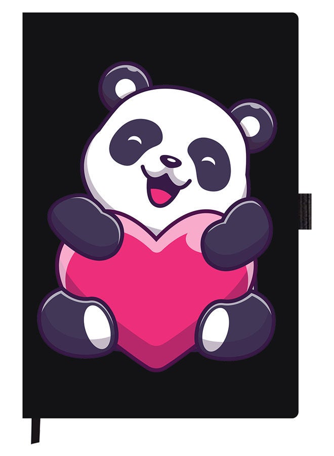 Theodor Designer A5 Thick Black Hardcover Notebook Heart Panda - Image 1