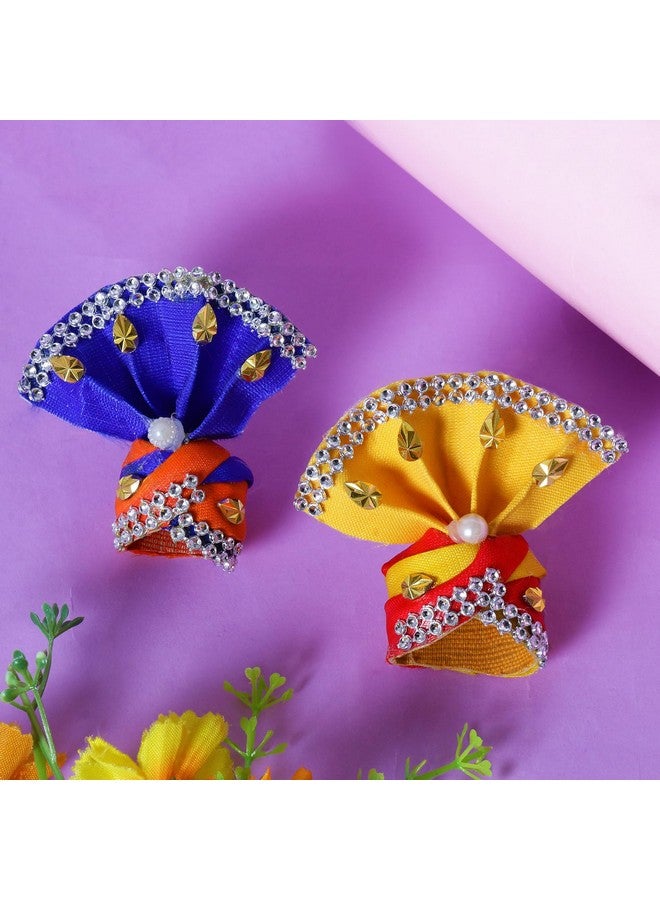 Garden Of Arts Handmade pearl diamond studded Laddu Gopal Mukut Colorful Flower Pagdi of Ladoo Gopal Ji and Radha Rani for by handmade artist of Mathura (Multicolour) -Set of 2 Size 4 - Image 4