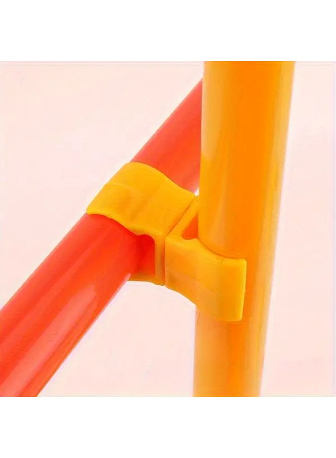 2 Heavy Duty Adjustable Plastic Sign Pole Clamps Yellow Metal Clips for Goalposts Field Markings - Image 2