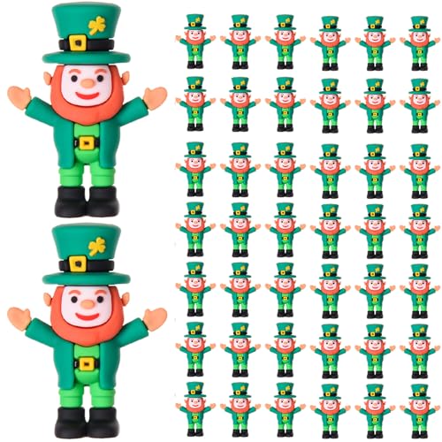 ARCHCRTC 50 Pcs St Patricks Day Leprechaun Figurine Mini Leprechaun Dolls Tiny Leprechaun Miniature Irish Figurines Leprechaun Decor for St Patricks Day Party Garden Table Decorations 50 - Image 1