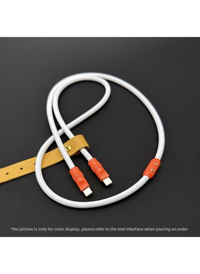 Generic - Mobile Phone Color Matching Fast Charging Silicone Tablet IPhone Data Line Apple 16Pro Computer PD For IPad-Color:Snow Mountain White + Orange Shell + Slider-Line Length:3m (usb To Apple 8-14 Front/12w) - Image 1