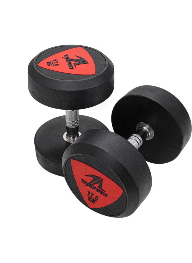 Deluxe Rubber Dumbbell-17.5Kg Ls2023 Black @Fs