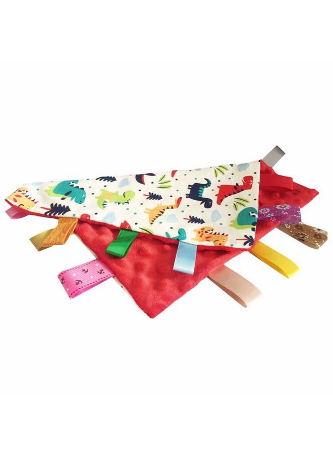 G-Tree Baby Comfort Blanket with Tag, Taggy Blanket - Multi-Coloured Dinosaurs Tag, Taggy Blanket - Red Textured Underside - Image 5