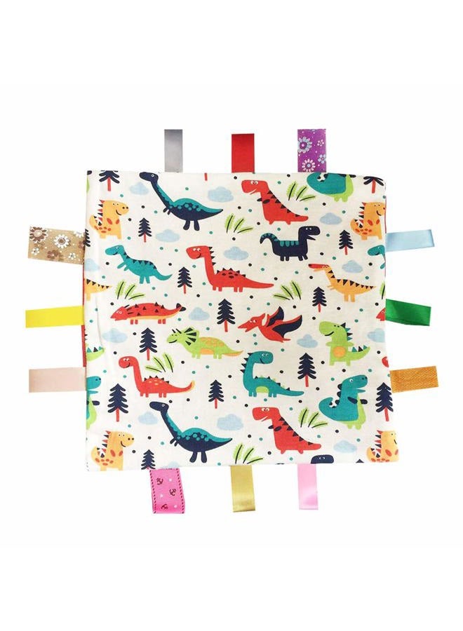 G-Tree Baby Comfort Blanket with Tag, Taggy Blanket - Multi-Coloured Dinosaurs Tag, Taggy Blanket - Red Textured Underside - Image 2