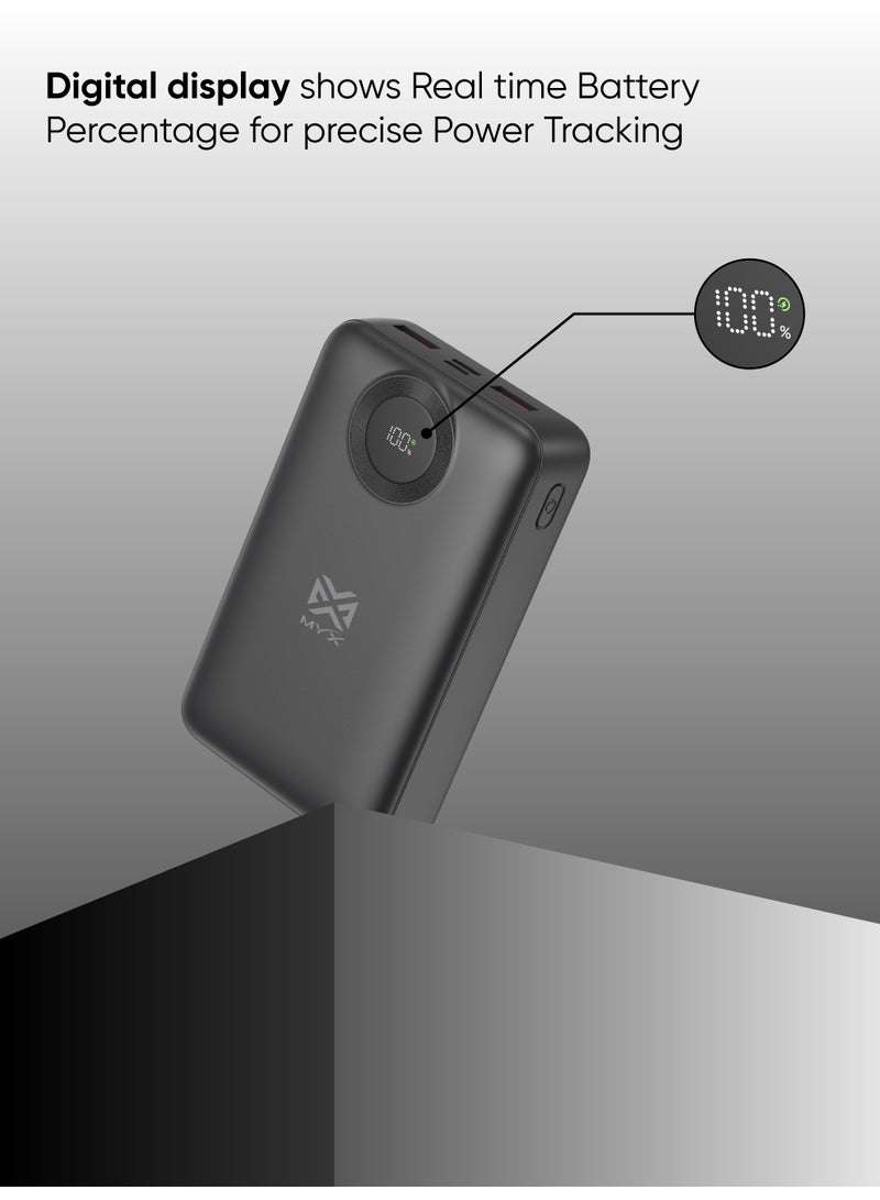 MYX PowerCore 20,000mAh Power Bank with Digital Display | 22.5W Fast Charging | PD 20W | Triple Output (USB-C, USB-A x2) | High Capacity Portable Charger for iPhone, Samsung, iPad, Smartphones - Image 5