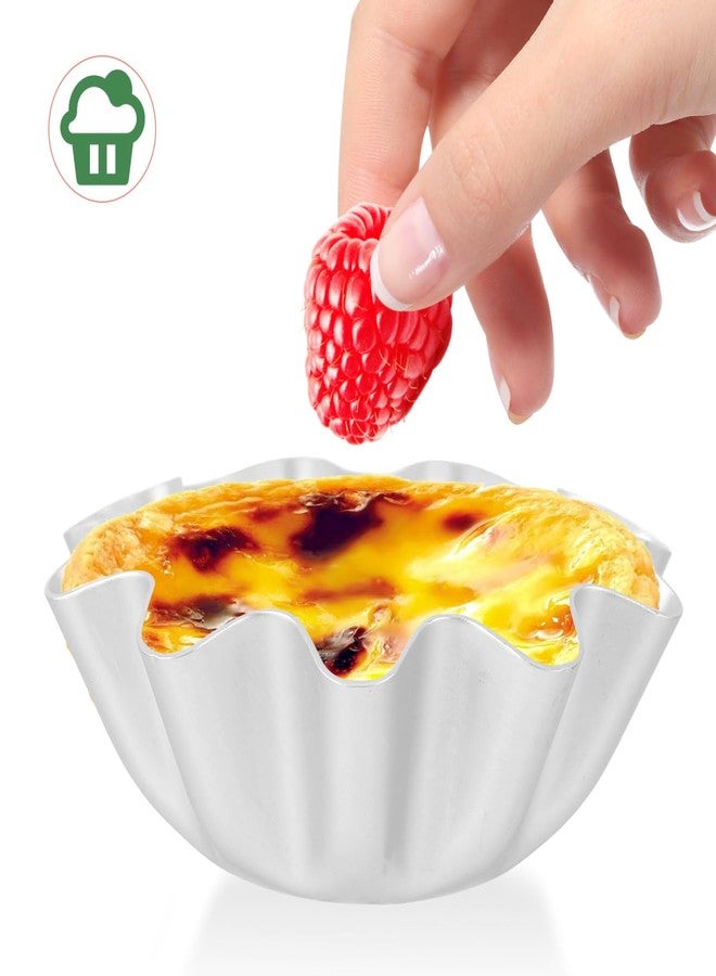KICHOUSE 6Pcs Egg Tart Molds 3.03In Aluminum Tartlet Baking Pans with Removable Bottom Non-Stick Cake Cupcake Pudding Dessert Bakeware for Home Kitchen Restaurant - Image 2