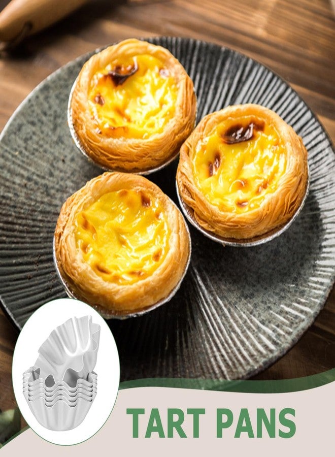 KICHOUSE 6Pcs Egg Tart Molds 3.03In Aluminum Tartlet Baking Pans with Removable Bottom Non-Stick Cake Cupcake Pudding Dessert Bakeware for Home Kitchen Restaurant - Image 3