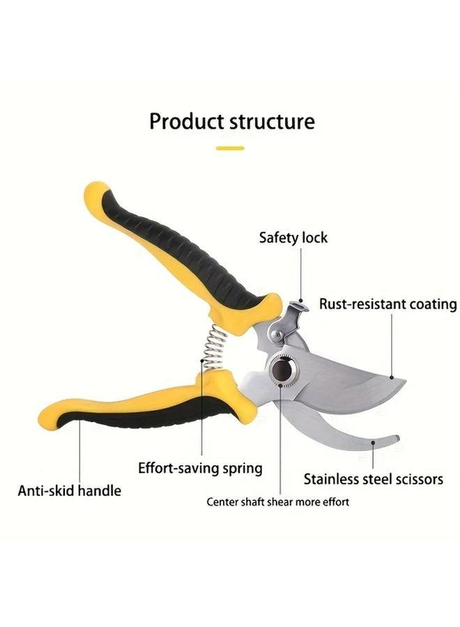 Green Heavy Duty Garden Shears Sharp Stainless Steel Blades Non Slip Grip Professional Home Gardening Pruning - Image 3
