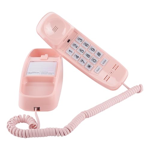 Sacumea Pink Landline Phone Inspired by 90s Vintage Princess Phone with 110DB+ Loud Ringer, Retro Wall Phone No Power Required, Pink Corded Telephone for Kids/Seniors, Cute Novelty Landline Phones for Home - Image 1