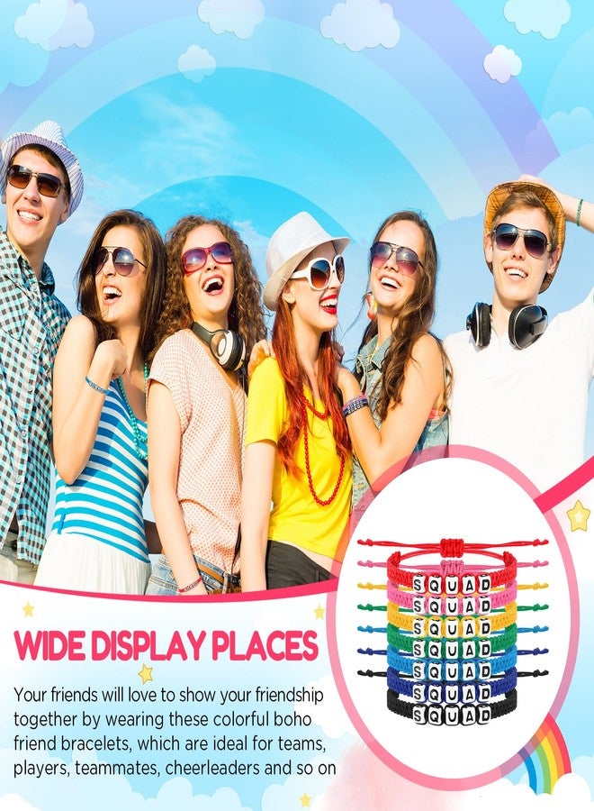Sureio 7 Pcs Friendship Bracelets Handmade Adjustable Cord Braided Rope Colorful Boho Friend Bracelet for Girls Women Boys Birthday Anniversary Christmas Valentine's Gift for Her(Squad) - Image 3