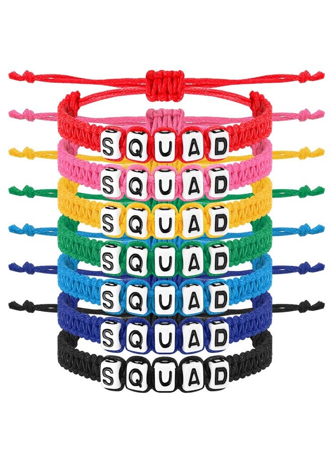 Sureio 7 Pcs Friendship Bracelets Handmade Adjustable Cord Braided Rope Colorful Boho Friend Bracelet for Girls Women Boys Birthday Anniversary Christmas Valentine's Gift for Her(Squad) - Image 1