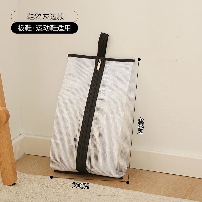 Transparent PVC Shoe Storage Bags with Zipper Shoe Bag Black Edge