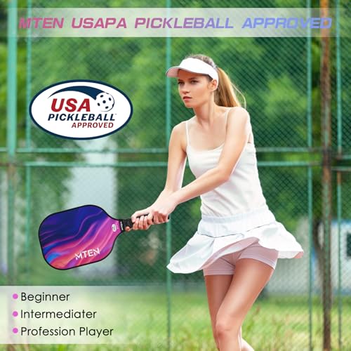 MTEN Pickleball Paddles, Pickleball Paddles Set of 4, USAPA Approved Fiberglass Pickle Ball Set, 4 Paddles, 4 Outdoor Balls with Bag, Comfortabla and No-Slip Grip ​for Men Women - Image 2