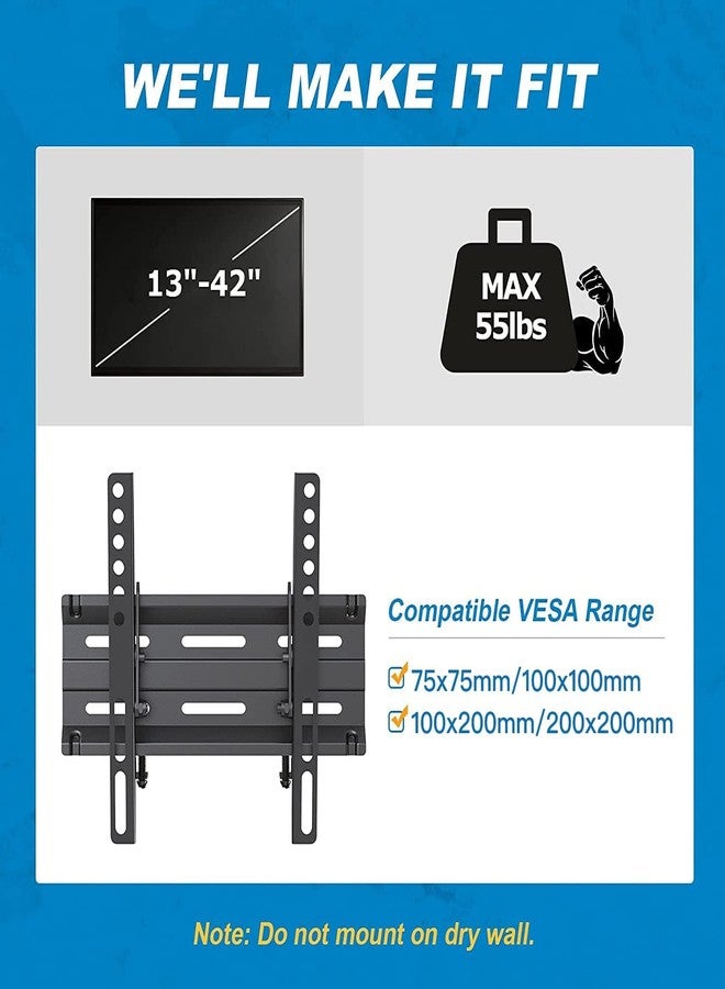 Pipishell Tilting TV Wall Mount Bracket Low Profile for 13-42 Inch Flat Screen TVs & Monitors, Universal Tilt TV Monitor Mount Fits 8" Wood Studs VESA 200x200mm - Image 2