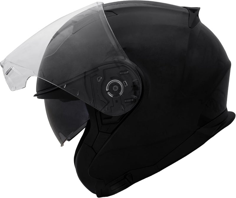 Zorax خوذة دراجة نارية مفتوحة الوجه زوراكس ZOR-608 مع واقي شمس مزدوج - أسود (L) - Image 1