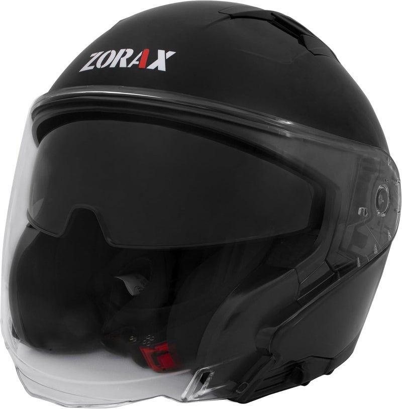 Zorax خوذة دراجة نارية مفتوحة الوجه زوراكس ZOR-608 مع واقي شمس مزدوج - أسود (L) - Image 4