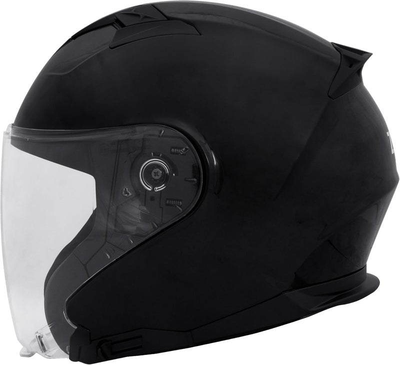 Zorax خوذة دراجة نارية مفتوحة الوجه زوراكس ZOR-608 مع واقي شمس مزدوج - أسود (L) - Image 3