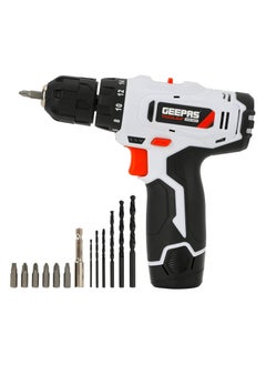 GEEPAS Geepas 12V Cordless Percussion Drill - Hammer Function, Screwdriver with 13 Pcs Drill, 15+1 Torque Setting | No Speed Load 0-550RPM | 1 Year Warranty  - Image 1