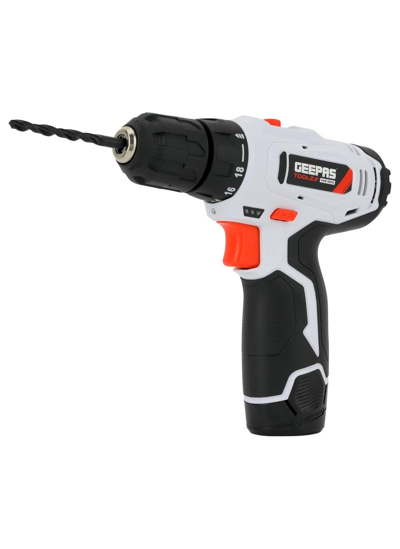 GEEPAS - Geepas 12V Cordless Percussion Drill - Hammer Function, Screwdriver with 13 Pcs Drill, 15+1 Torque Setting | No Speed Load 0-550RPM | 1 Year Warranty - Image 1