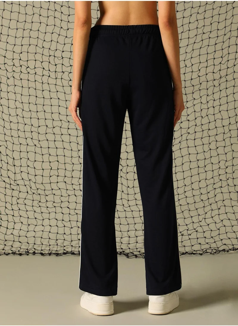 Hubberholme Women's Navy 100% Polyester Printed Full Length Casual Regular Fit Trouser