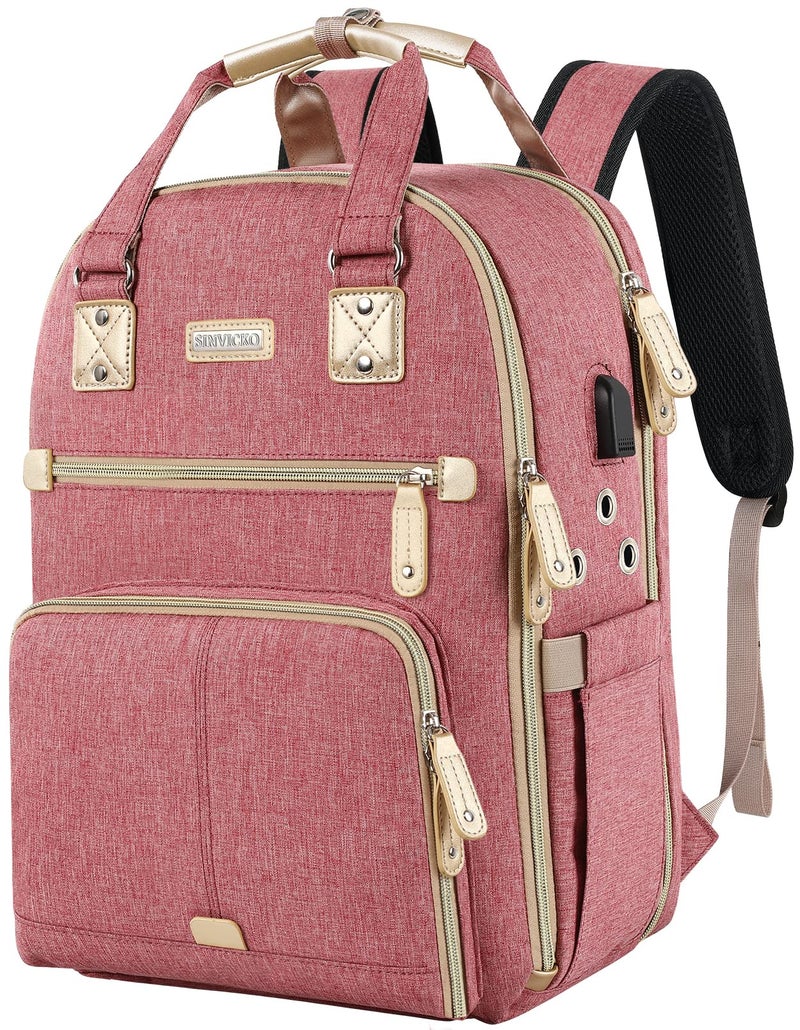 SINVICKO Crochet Bag, Knitting Bag Backpack and Totes Organizer with USB Charging Port, Large Yarn Storage Tote Bag Yarn Holder Case for Carrying Projects, Knitting Needles, Crochet Hooks,fits 15.6 inch Laptop - Image 1