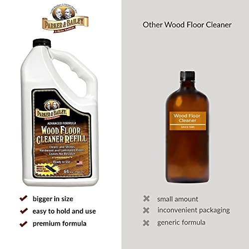 Parker Bailey PARKER & BAILEY WOOD FLOOR CLEANER – Use on Hardwood, Laminated or Faux Finished Floors. Shine Restorer Protector, Surface Cleaner Supplies Home Improvement, Natural Look, Cuts Grease, 64oz - Image 5
