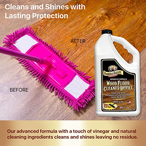 Parker Bailey PARKER & BAILEY WOOD FLOOR CLEANER – Use on Hardwood, Laminated or Faux Finished Floors. Shine Restorer Protector, Surface Cleaner Supplies Home Improvement, Natural Look, Cuts Grease, 64oz - Image 3