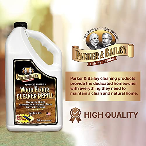 Parker Bailey PARKER & BAILEY WOOD FLOOR CLEANER – Use on Hardwood, Laminated or Faux Finished Floors. Shine Restorer Protector, Surface Cleaner Supplies Home Improvement, Natural Look, Cuts Grease, 64oz - Image 2