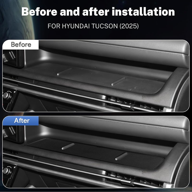 FDAIUN Dashboard Slot Mats for Hyundai Tucson 2025 Passenger Side Storage Pad Anti-Slip Center Console Organizer Liner Interior Accessories (Black) - Image 4