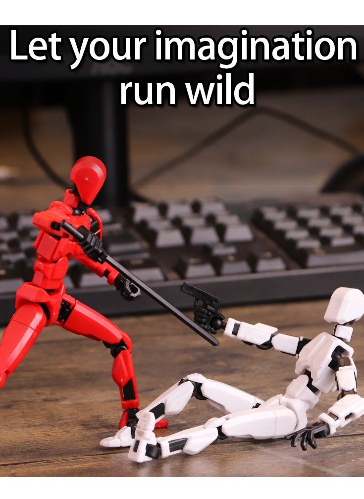 Pretocter - 3D Printed Action Figure, Multi-Jointed Movable Action Figure Robot Toy, Desktop Decorations for Game Lovers Kids Adult Gifts-Red - Image 1