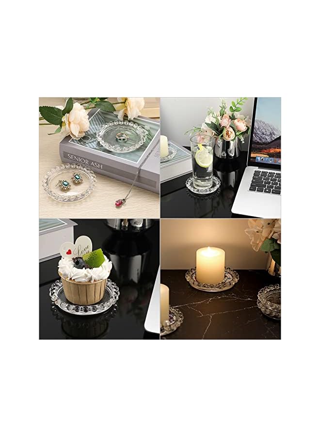 The Bros 5PCS Clear Glass Candle Plates Glass Pillar Candle Holder Plates, Transparent Glass Candle Coaster Holder Small Round Candle Trays for Pillar Candle Modern Candle Centerpiece for Table Wedding - Image 5