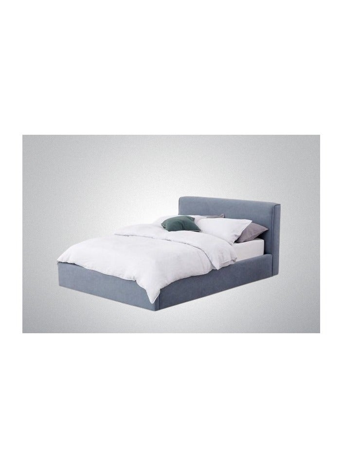 Malazhouse Button tufted bed, Blue - 160cm - in soft fabric with a button-tufted headboard - 160 cm - Dimensions: 120cm height x 195cm length – 195L x 120H x 160W - Image 3