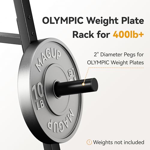 Josmimic Olympic Weight Plate Rack 400LBs, Heavy Duty Weight Tree Rack for 2-Inch Plates, Barbell & Bumper Plate Storage, Free Weight Rack & Gym Plate Holder for Home Gym - Image 2