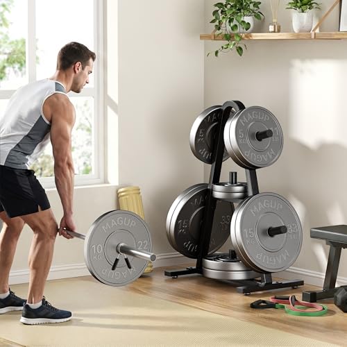 Josmimic Olympic Weight Plate Rack 400LBs, Heavy Duty Weight Tree Rack for 2-Inch Plates, Barbell & Bumper Plate Storage, Free Weight Rack & Gym Plate Holder for Home Gym - Image 5