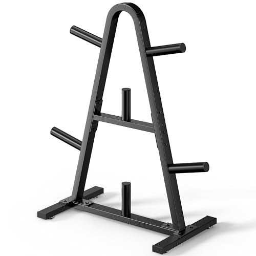 Josmimic Olympic Weight Plate Rack 400LBs, Heavy Duty Weight Tree Rack for 2-Inch Plates, Barbell & Bumper Plate Storage, Free Weight Rack & Gym Plate Holder for Home Gym - Image 1