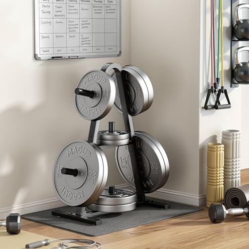 Josmimic Olympic Weight Plate Rack 400LBs, Heavy Duty Weight Tree Rack for 2-Inch Plates, Barbell & Bumper Plate Storage, Free Weight Rack & Gym Plate Holder for Home Gym - Image 4