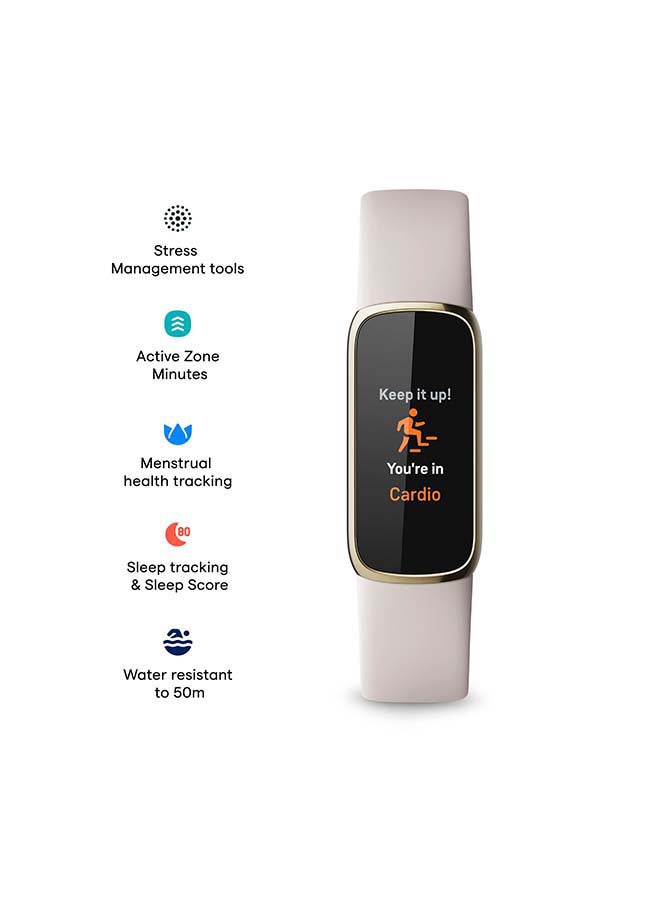 Fitbit Luxe Fitness And Wellness Tracker Lunar White/Soft Gold - Image 3