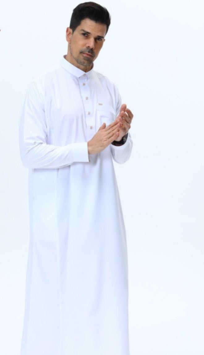 روب طويل للرجال، ثوب بلون واحد، بأسلوب الأعمال-الكاجوال - Image 5