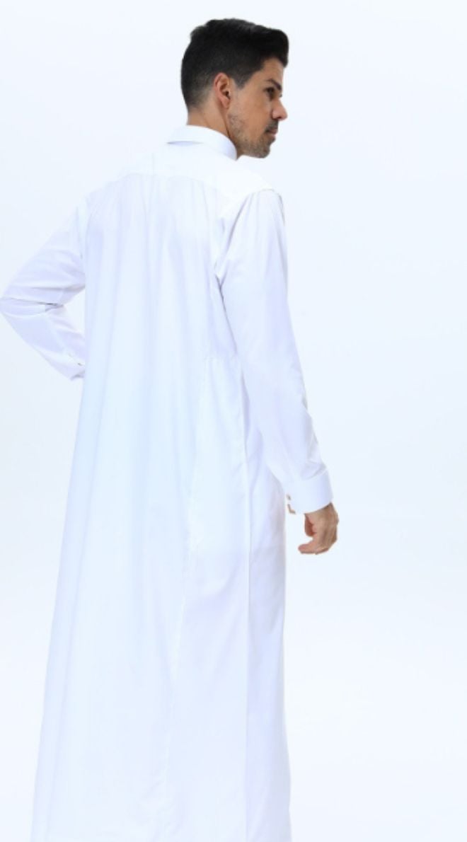 روب طويل للرجال، ثوب بلون واحد، بأسلوب الأعمال-الكاجوال - Image 4