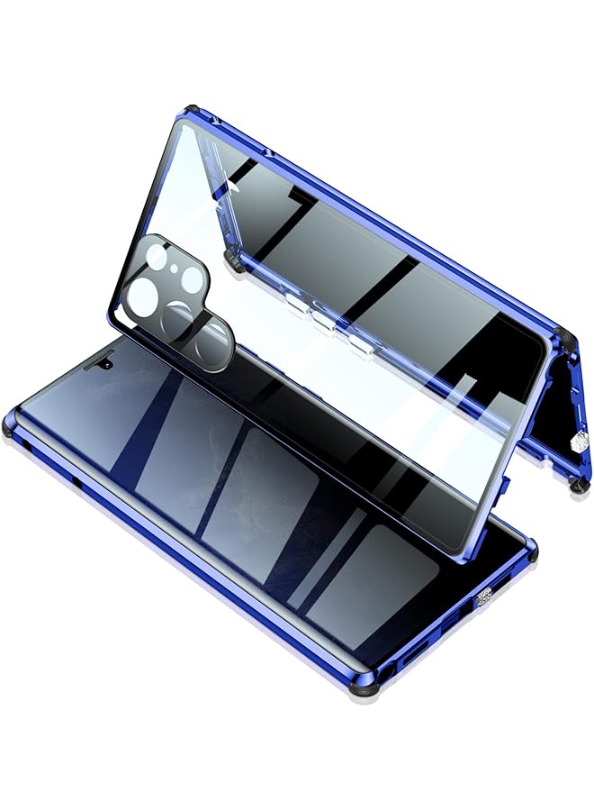 إيروريكس حافظة الخصوصية متوافقة مع هاتف Samsung Galaxy S22 Ultra بإطار معدني رفيع مغناطيسي مزدوج الجوانب من الزجاج المقوى مع غطاء كاميرا مقاوم للصدمات ومضاد للسقوط لهاتف Galaxy S22 Ultra أزرق - Image 1