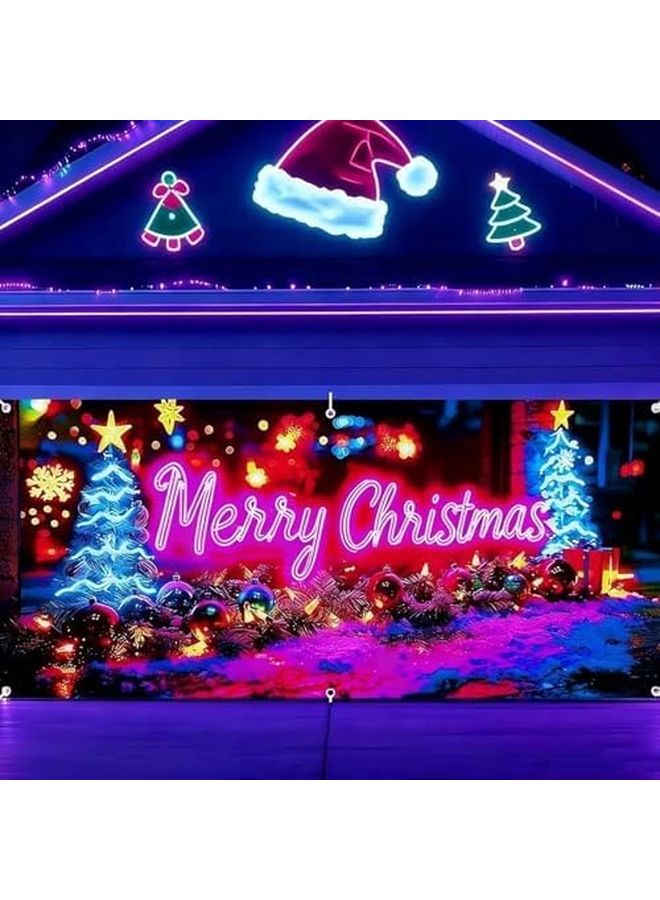 UV Activated Christmas Garage Door Cover Banner 7x16ft Glows in Dark Style D - Image 5