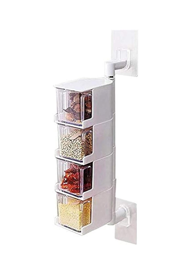 4-Tier 360 Degree Rotating Wall Mount Spice Rack Seasoning Storage Box Seasoning Rack Spice  - Image 1