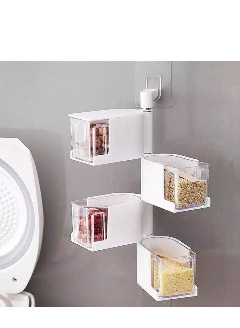 4-Tier 360 Degree Rotating Wall Mount Spice Rack Seasoning Storage Box Seasoning Rack Spice  - Image 3