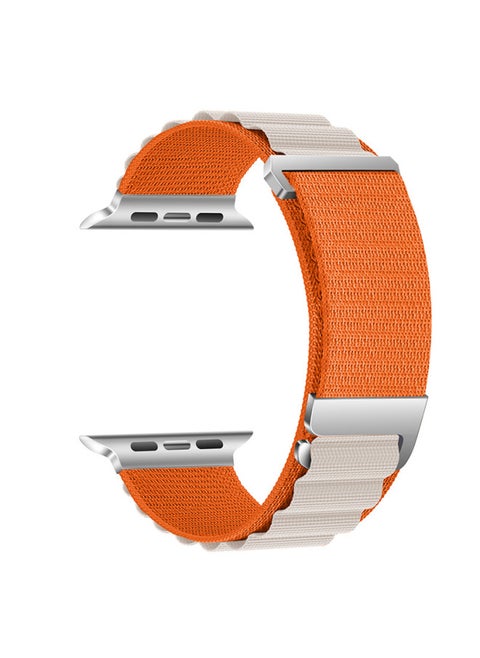 ينطبق على Applewatch قسمين حزام حلقة نايلون جبال الألب لسوار معصم Apple Ultra Sports - اللون: 42/44/45/49 ملم برتقالي مع ضوء النجوم