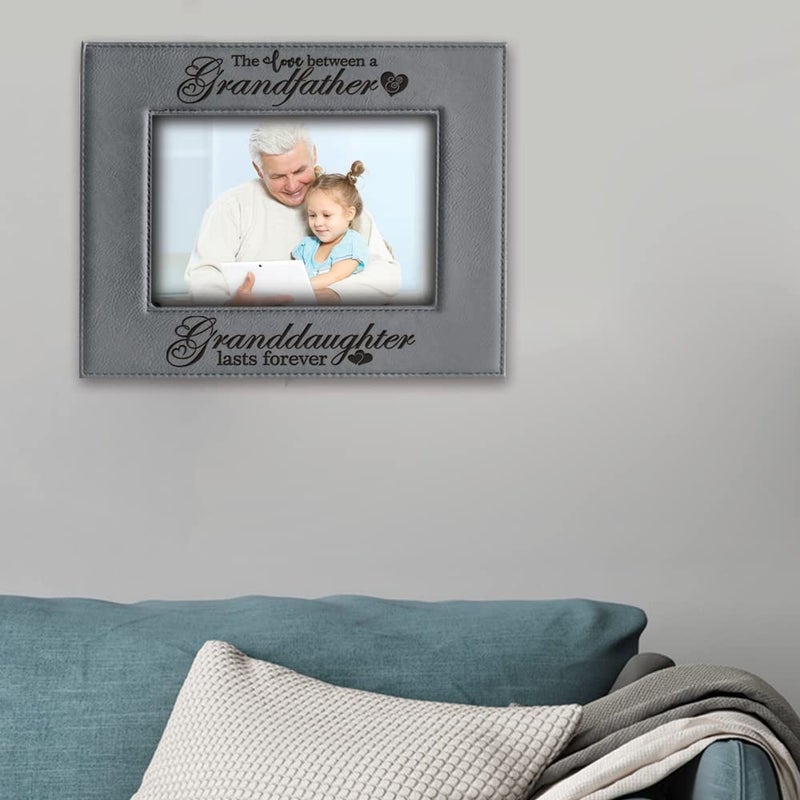BELLA BUSTA-The Love Between a Grandfather & Granddaughter  Grandson Lasts Forever-Great Gift for Grandfather-Laser Engraved Leatherette Picture Frame (5 x 7 Horizontal (Granddaughter)) - Image 3