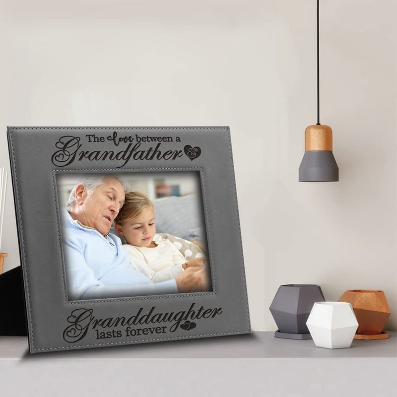 BELLA BUSTA-The Love Between a Grandfather & Granddaughter  Grandson Lasts Forever-Great Gift for Grandfather-Laser Engraved Leatherette Picture Frame (5 x 7 Horizontal (Granddaughter)) - Image 2
