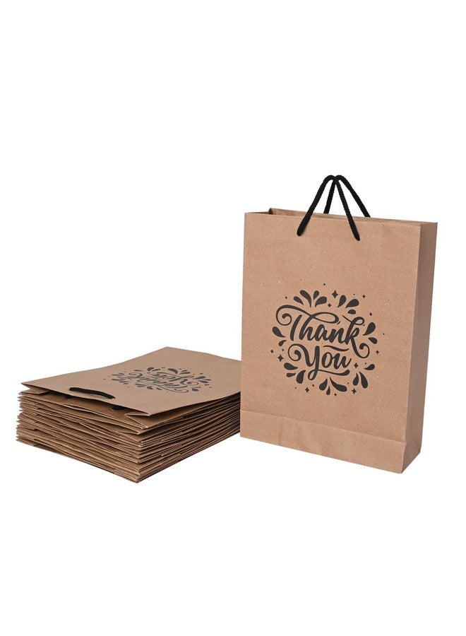 Suffix Retail ® (Pack of 20) Brown Paper Thank You Gift Bags with Braided Cotton Handles (12X8.7X3 inches) - Image 1